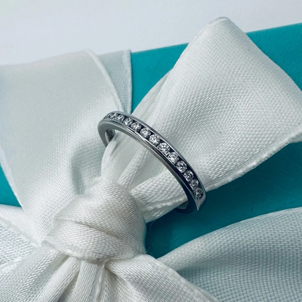 Tiffany & Co. Wedding Band with a Half-Circle of Diamonds .20 TCW w Packaging